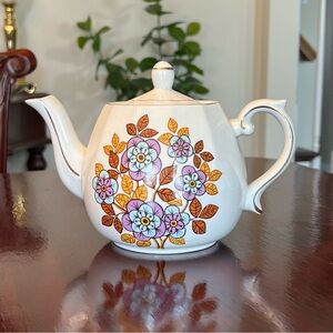 Wood Sons Ellgreave Ironstone Teapot Alpine White MCM Vintage England 357/7 HTF